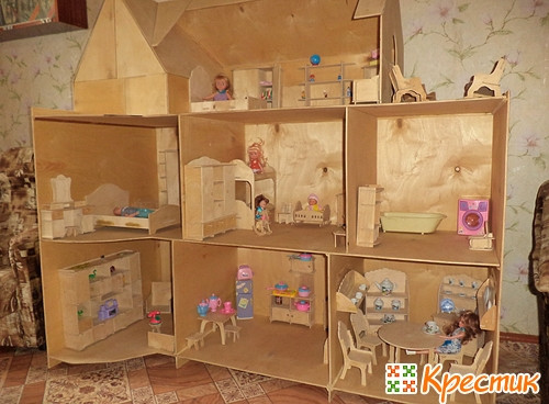 Кукольный домик своими руками из фанеры схема фото 863