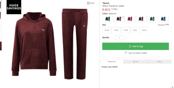 tapout velour tracksuit ladies