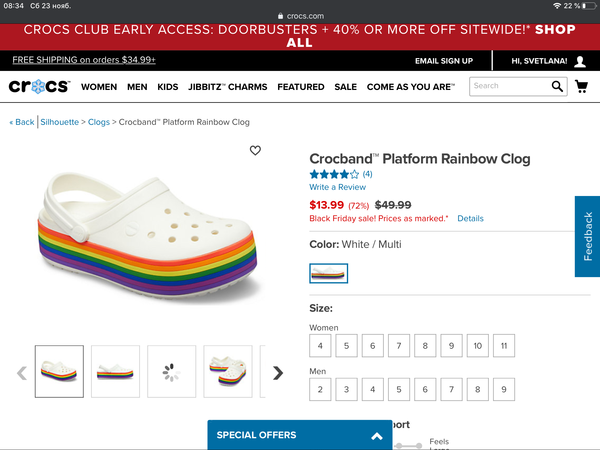 crocband platform rainbow clog