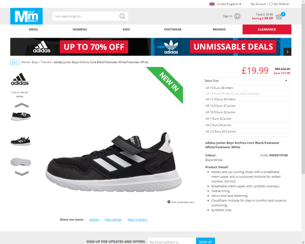 m and m direct boys trainers