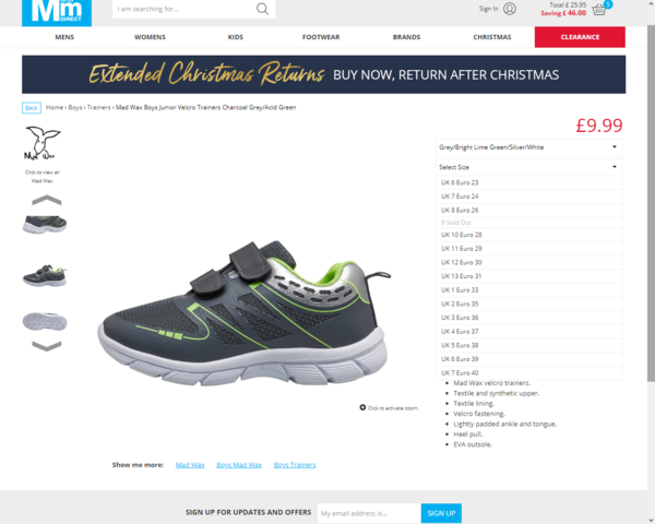 m and m direct boys trainers