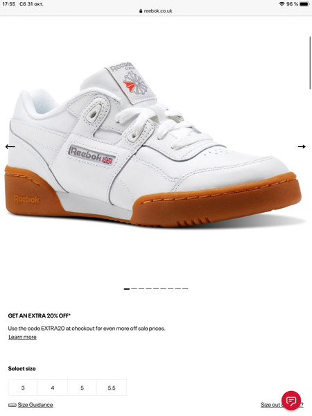 reebok extra 20 off